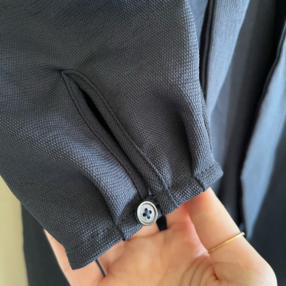 Aritzia Wilfred Écoulement Long-Sleeve Jumpsuit Tie Waist Blue / Navy - Picture 11 of 13